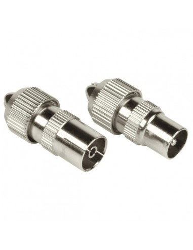 Hama Essential Set de Conectores Coaxiales - Macho y Hembra - Apto para Cables entre 5 y 7mm - Fijacion con Tornillo - Color