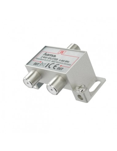 Hama Essential Divisor para Antena - 1 Entrada F Hembra - 2 Salidas F Hembra - Color Plata
