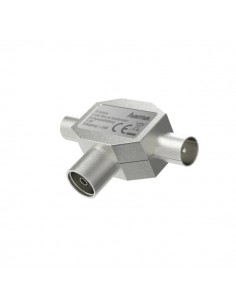 Hama Essential Divisor de Antenas - Coaxial Hembra - Coaxial Macho x2 - Metalico - Color Plata