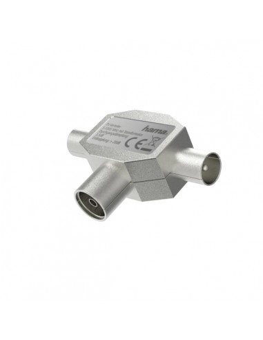 Hama Essential Divisor de Antenas - Coaxial Hembra - Coaxial Macho x2 - Metalico - Color Plata