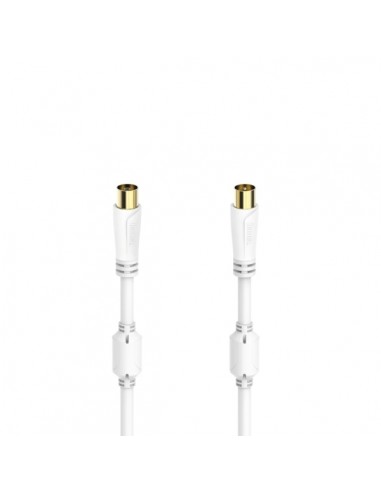 Hama Essential Cable Coaxial de Antena Macho Hembra - Longitud 0.75m - Terminales Chapados en Oro - Triple Blindaje -