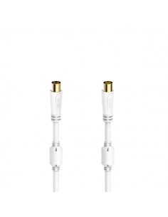 Hama Essential Cable Coaxial de Antena Macho Hembra - Longitud 1.5m - Terminales Chapados en Oro - Triple Blindaje -