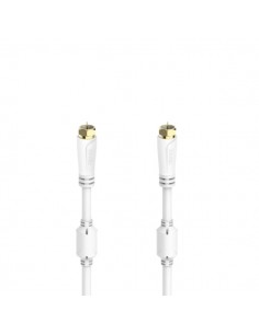 Hama Essential Cable Coaxial de Antena - Longitud 1.5m - Terminales Chapados en Oro - Conector F Macho - Triple Blindaje -