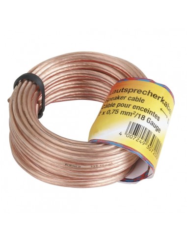 Hama Entry Cable de Altavoz de 2 Nucleos - Seccion 0.75mm2 - Longitud 20m - Color Transparente