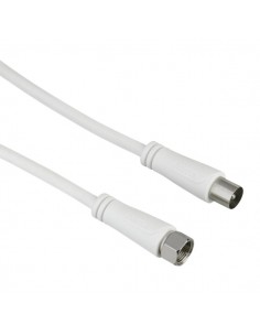 Hama Essential Cable Coaxial de Antena - Longitud 1.5m - Conector F Macho - Doble Blindaje - Apantallamiento 90dB -