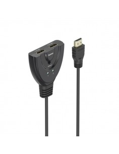 Hama Essential Conmutador HDMI 4K - Cable 1.7cm - Luz LED - 2 Entradas HDMI Hembra - 1 Salida HDMI Macho - Color Negro