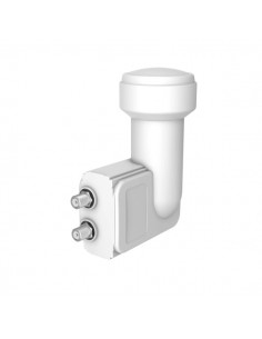 Hama Essential Receptor Twin LNB Satelital con 2 Vias - Salida Conector F - Factor de Ruido 0.3dB - Color Blanco