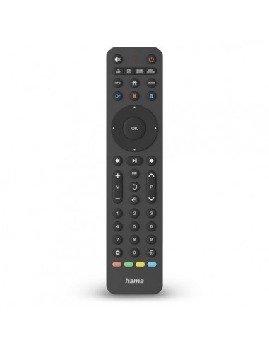 Hama Mando a Distancia para TV - Universal - Alcance 10m - 43 Botones - Acceso Directo a Plataformas de Streaming - Permite 8