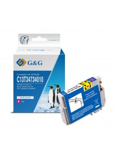 G&G Epson T3473 T3463 (34XL) Magenta Cartucho de Tinta Pigmentada Generico - Reemplaza C13T34734010 C13T34634010