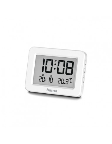 Hama Kos Radio Reloj Despertador - Pantalla Digital - Termometro - Funcion de Repeticion de Alarma - Zona Horaria Ajustable -