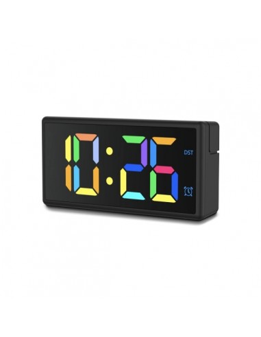 Hama Ibiza Reloj Despertador Digital - Pantalla Multicolor - Funcion de Carga USB-A - Funcion de Repeticion de Alarma -