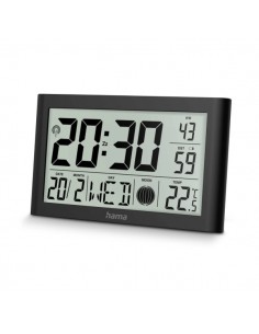 Hama Martinique Reloj de Pared Digital - Termometro - Visualizacion de Fases Lunares - Zona Horaria Ajustable - Radio -