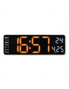Hama Santa Cruz Reloj de Pared Digital - Termometro - Alarma - Fecha - Pantalla Grande - 32x10x3cm - Color Blanco