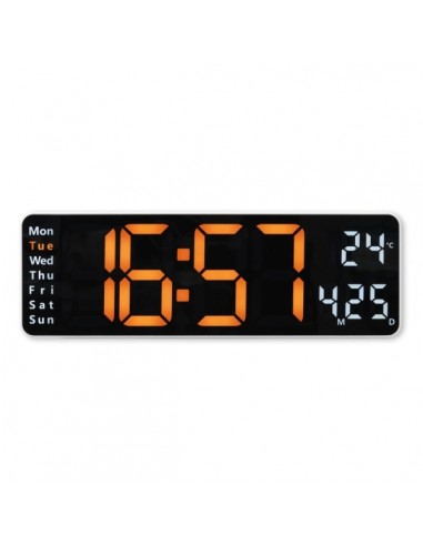 Hama Santa Cruz Reloj de Pared Digital - Termometro - Alarma - Fecha - Pantalla Grande - 32x10x3cm - Color Blanco