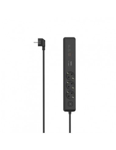 Hama Regleta Alimentacion con 6 Tomas - Cable 1.4m - 3x Schuko - 2x USB-C - 1x USB-A - Interruptor de Encendido - Enchufe