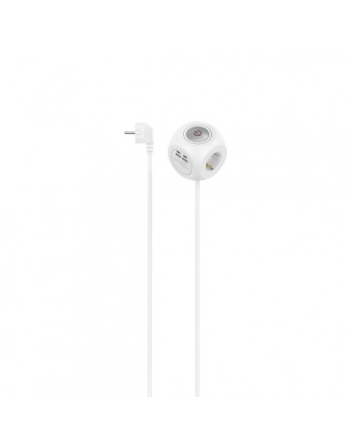 Hama Regleta Alimentacion con 7 Tomas - 3680W - Cable 1.4m - 3x Schuko - 2x USB-C - 2x USB-A - Antideslizante - Interruptor