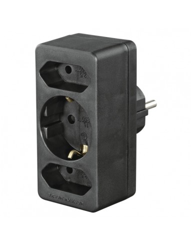 Hama Regleta de Pared con 3 Tomas - Potencia Maxima 3680W - 1x Schuko - 2x Tipo C - Color Negro