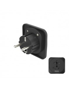 Hama Adaptador de Viaje Toma Tipo E y Schuko - Potencia hasta 3750W - Hembra Multiple - Voltaje 250V - Color Negro