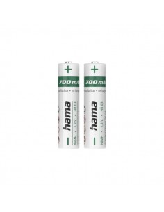 Hama Pack de 2 Pilas Recargables AAA - NiMH - Voltaje 1.2V - 700mAh - Color Blanco