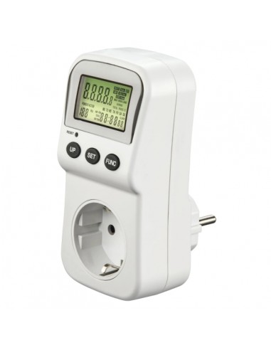 Hama Enchufe Contador Digital de Consumo - Potencia Maxima 3680W - Pantalla LCD - Color Blanco
