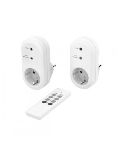 Hama Pack de 2 Enchufes Inalambricos - Potencia Maxima 3500W - IP20 - Interruptor de Encendido - Color Blanco