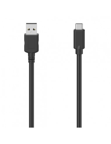Hama Cable USB - Longitud 0.75m - USB-A Macho - USB-C Macho - Velocidad hasta 480Mbps - Color Negro