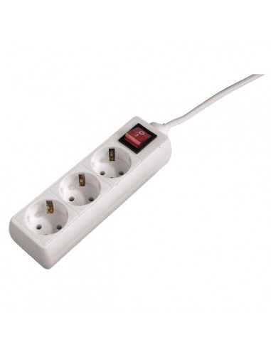 Hama Regleta Alimentacion con 3 Tomas - Potencia Maxima 3500W - Cable 1.4m - Color Blanco
