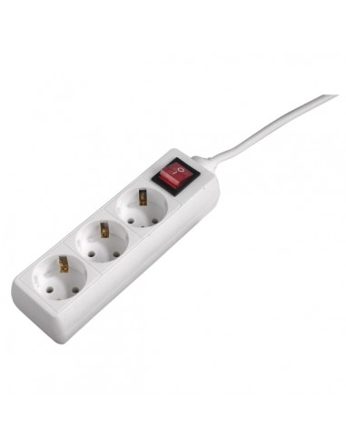 Hama Regleta Alimentacion con 3 Tomas - Potencia Maxima 3680W - Cable 1.4m - Interruptor de Encendido - 21x5.5x4.7cm - Color