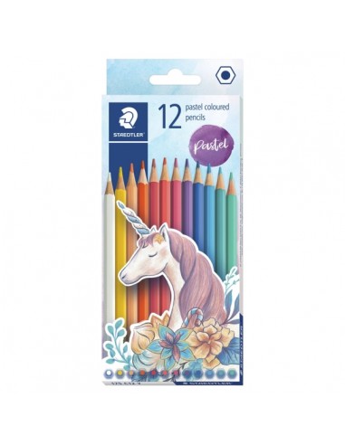 Staedtler 175 Pack con 12 Lapices Hexagonales de Colores Pastel - Facilidad de Afilado - Colores Pastel Surtidos