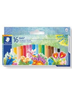 Staedtler Noris 241 Pack de 16 Ceras Blandas - Diametro 8mm - Resistencia a la Rotura - Colores Surtidos