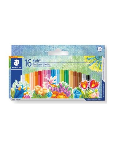 Staedtler Noris 241 Pack de 16 Ceras Blandas - Diametro 8mm - Resistencia a la Rotura - Colores Surtidos