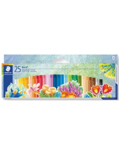 Staedtler Noris 241 Pack de 25 Ceras Blandas - Diametro 8mm - Resistencia a la Rotura - Colores Surtidos