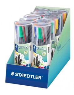 Staedtler Triplus Fineliner 334 Expositor con 10 Packs de 12 Rotuladores Punta Fina - Trazo 0.3 mm aprox. - Tinta Base de