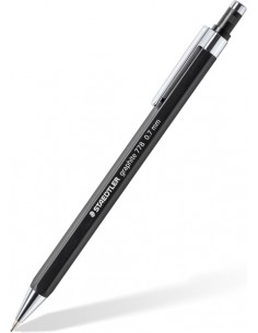 Staedtler Graphite 778 Portaminas 0.7mm - Cuerpo Hexagonal Negro Mate - Punta Metalica Retractil - Mina Amortiguada - Clip