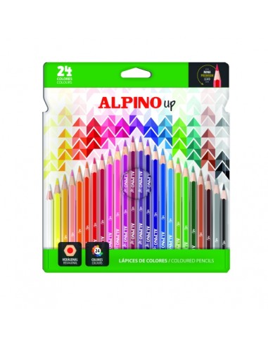 Alpino Up Pack con 24 Lapices de Colores Hexagonales - Mina Premium - Resistente a la Rotura - Colores Surtidos