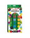 Alpino Pack de 21 Acuarelas-2 Pinceles - 28mm de Diametro - Colores Surtidos