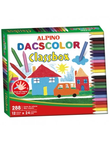 Alpino Dacscolor Economy Pack con 288 Ceras Semiblandas de Colores - Mezclables - No Manchan - Colores Surtidos