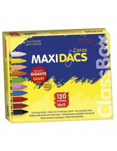 Alpino Maxidacs Economy Pack con 120 Ceras Blandas para NiÃ±os - TamaÃ±o Extra Grande 120mm x 14mm - Etiqueta