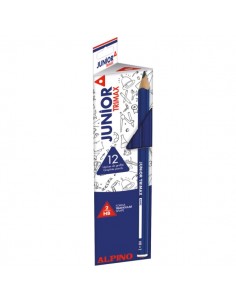 Alpino Junior Trimax Pack de 12 Lapices de Grafito HB Triangulares Jumbo - Cuerpo Grueso de 10mm - Espacio para el Nombre
