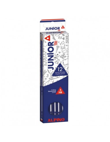 Alpino Junior Tri Pack de 12 Lapices de Grafito HB Triangulares - Espacio para el Nombre
