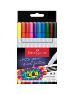 Faber-Castell Bold Pack con 10 Rotuladores de Colores con Grip - Punta Ancha - Trazo 1mm - Tinta a Base de Colorantes