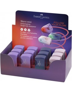 Faber-Castell Sleeve Mini Flow Edition Expositor con 12 Sacapuntas de 1 Orificio - Para TamaÃ±o Estandar - DiseÃ±o