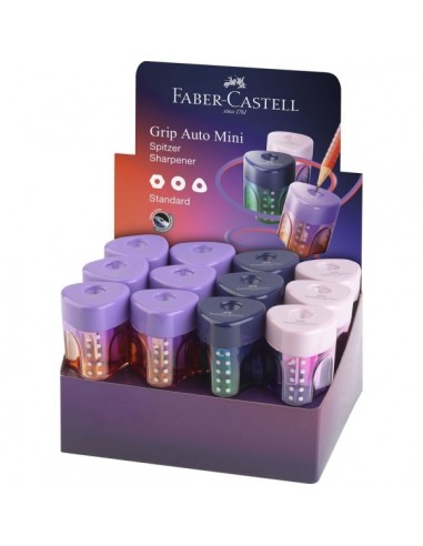 Faber-Castell Grip Mini Flow Edition Expositor con 24 Sacapuntas de 1 Orificio - Para TamaÃ±o Estandar - DiseÃ±o