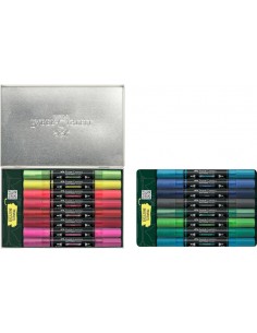 Faber-Castell Multimark Acrylic Style It-Kicks Pack con 16 Rotuladores Acrilicos Doble Punta - Puntas Redondas de 1mm y 3mm
