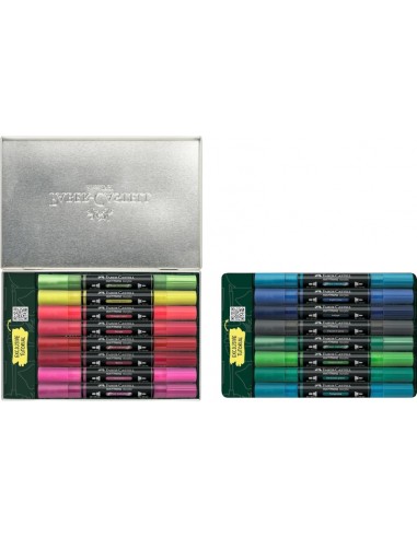 Faber-Castell Multimark Acrylic Style It-Kicks Pack con 16 Rotuladores Acrilicos Doble Punta - Puntas Redondas de 1mm y 3mm