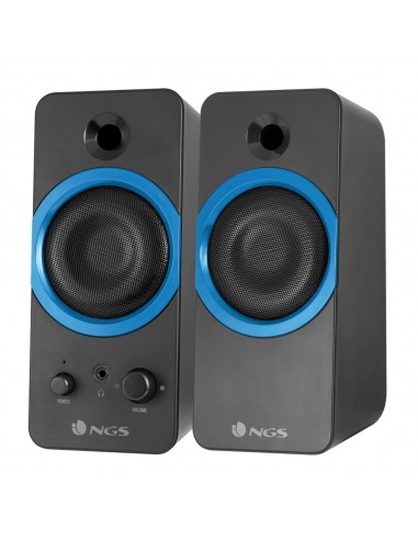NGS GSX-200 Altavoces USB 2.0 20W - Supergraves - Conexion Jack 3.5mm - Controles en Altavoz - Color Negro Azul