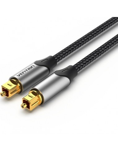 Vention Cable de Fibra Optica - Longitud 15m - Sonido Dolby - Conectores Chapados en Oro - Cubierta Trenzada de Nailon -