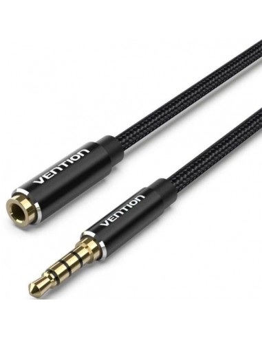 Vention Cable Extensor de Audio Estereo de 10m - Jack 3.5mm Macho - Jack 3.5mm Hembra - Conectores Chapados en Oro - Chaqueta