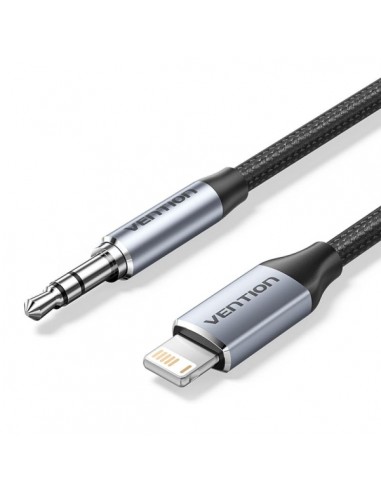 Vention Cable de Audio - Longitud 1.5m - Jack 3.5mm - Lightning - Chaqueta Trenzada de Algodon y TPE - Carcasa de Aluminio -