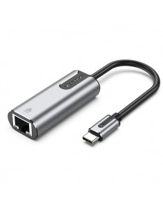 Vention Conversor USB-C a Ethernet - Cable de 15cm - Velocidad hasta 1Gbps - Carcasa de Aluminio - Color Gris